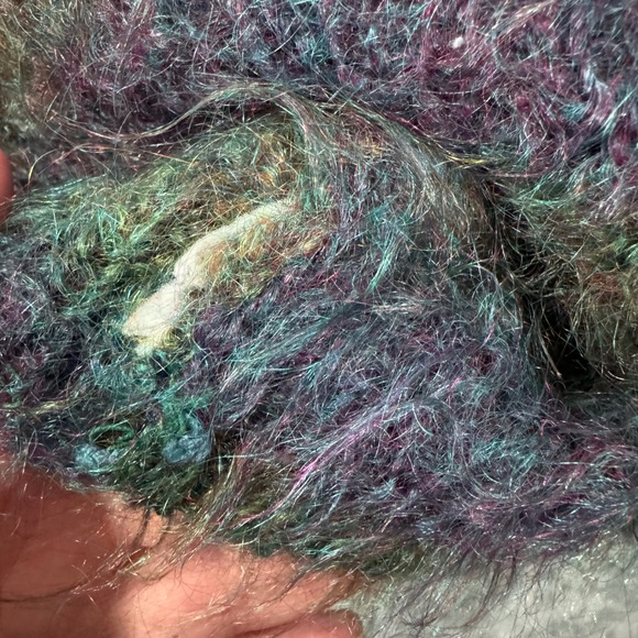 Vintage Multicolor Fuzzy Striped Mohair Blend Cardigan Sweater - Picture 6 of 12